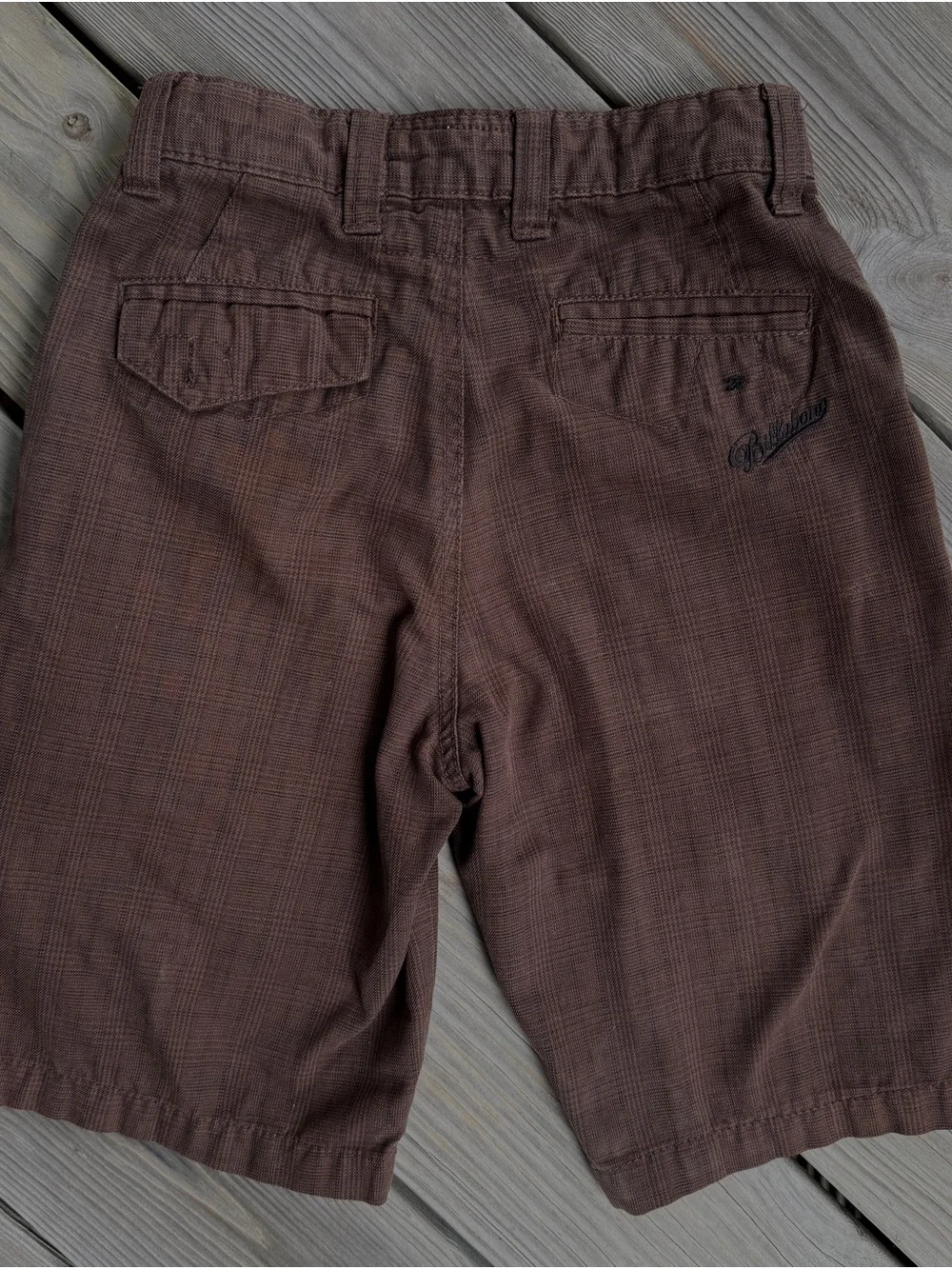 Billabong Boys Vintage Skater Shorts Size 10 23 Micro Plaid Brown Back to School